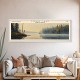 Tobin Lake Panoramic Wall Art, Framed Canvas Print, Lake House Decor, Travel Poster, Serene Landscape, Living Room Decor