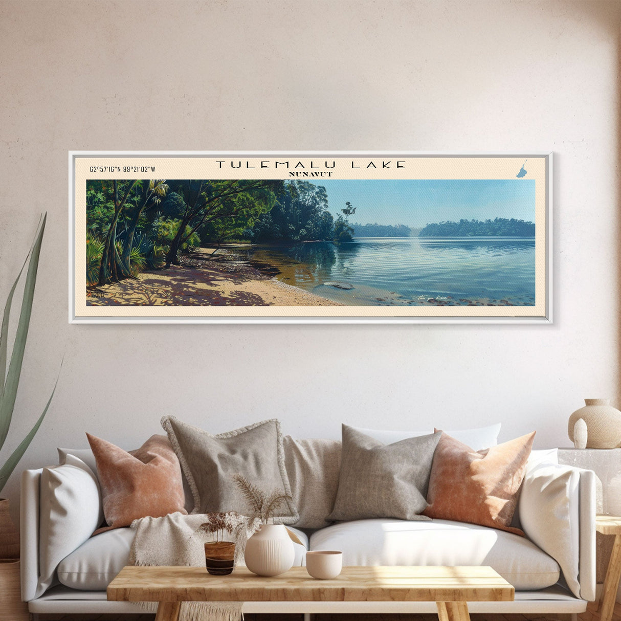 Tulemalu Lake Panoramic Wall Art, Framed Canvas Print, Lake House Decor, Travel Poster, Scenic Lake Scene, Bedroom Art