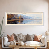 Utah Lake Panoramic Wall Art, Framed Canvas Print, Lake House Decor, Travel Poster, Serene Landscape, Living Room Decor