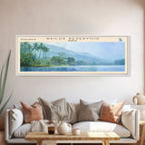 Wailua Reservoir Hawaii Panoramic Wall Art, Framed Canvas Print, Lake House Decor, Travel Poster, Serene Landscape, Living Room Art