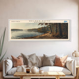 Walden Pond Massachusetts Panoramic Wall Art, Framed Canvas Print, Lake House Decor, Travel Poster, Scenic Lake Scene, Bedroom Decor