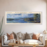 Winnisquam Lake New Hampshire Panoramic Wall Art, Framed Canvas Print, Lake House Decor, Travel Poster, Beautiful Lake Scene, Living Room Art