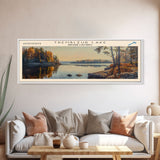 Trembleur Lake Panoramic Wall Art, Framed Canvas Print, Lake House Decor, Travel Poster, Scenic Lake Scene, Living Room Art