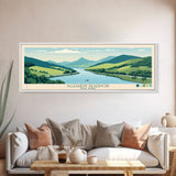 Allegheny Reservoir New York Framed Canvas Print, Panoramic Travel Poster, Pop Art, Midcentury Modern Wall Art, Lake House Art