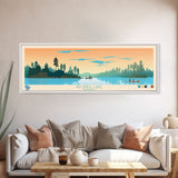 Apopka Lake Florida Framed Canvas Print, Panoramic Travel Poster, Midcentury Modern Wall Art, Pop Art, Nature Living Room Art