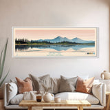 Atlin Lake British Columbia Framed Canvas Print, Panoramic Travel Poster, Midcentury Modern Wall Art, Pop Art, Bedroom Decor