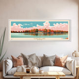 Clinton Lake Illinois Framed Canvas Print, Midcentury Modern Panoramic Wall Art, Living Room Decor, Pop Art, Travel Poster Art, Scenic Nature Painting, Lake House Decor