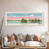 Conestoga Lake Nebraska Framed Canvas Print, Pop Art Panoramic Travel Poster, Midcentury Modern, Wall Art, Scenic Nature Painting, Bedroom Decor, Living Room Art