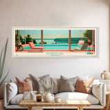 DeQueen Lake Arkansas Framed Canvas Print, Midcentury Modern Panoramic Wall Art, Living Room Decor, Pop Art, Travel Poster Art, Scenic Nature Painting