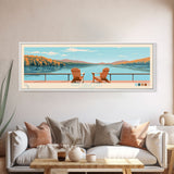 Deep Creek Lake Maryland Framed Canvas Print, Midcentury Modern Panoramic Wall Art, Living Room Decor, Pop Art, Travel Poster Art, Scenic Nature Painting