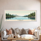 Donner Lake California Framed Canvas Print, Midcentury Modern Panoramic Wall Art, Bedroom Decor, Pop Art, Travel Poster Art, Scenic Nature Painting