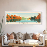 East Fork Lake Ohio Framed Canvas Print, Panoramic Wall Art, Midcentury Modern, Pop Art, Bedroom Decor, Travel Poster, Artistic Lake Painting