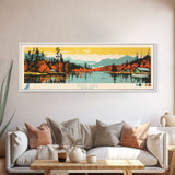 Echo Lake Montana Framed Canvas Print, Panoramic Wall Art, Midcentury Modern, Pop Art, Living Room Decor, Travel Poster, Nature Art