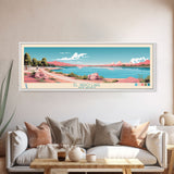 El Vado Lake New Mexico Framed Canvas Print, Panoramic Art, Midcentury Modern, Pop Art, Bedroom Decor, Travel Poster, Serene Lake Art