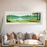 Farrington Lake New Jersey Framed Canvas Print, Panoramic Art, Midcentury Modern, Pop Art, Living Room Wall Art, Travel Poster, Nature Art, Home Decor