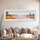 Fellows Lake Missouri Framed Canvas Print, Panoramic Wall Art, Midcentury Modern, Pop Art, Bedroom Decor, Travel Poster, Artistic Decor, Nature Painting