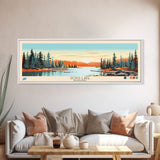 Gods Lake Manitoba Framed Canvas Print, Panoramic Art, Midcentury Modern, Pop Art, Bedroom Decor, Travel Poster, Nature Art, Lake House Art