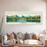 Harvey Lake Vermont Framed Canvas Print, Panoramic Wall Art, Midcentury Modern, Pop Art, Living Room Wall Art, Travel Poster, Lake View, Artistic Decor