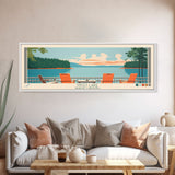 Hyco Lake North Carolina Framed Canvas Print, Panoramic Art, Midcentury Modern, Pop Art, Living Room Wall Art, Travel Poster, Lake House Art