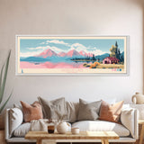 Jackson Lake Wyoming Framed Canvas Print, Panoramic Wall Art, Midcentury Modern, Pop Art, Bedroom Decor, Travel Poster, Nature Decor