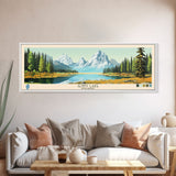 Jenny Lake Wyoming Framed Canvas Print, Panoramic Wall Art, Midcentury Modern, Pop Art, Living Room Decor, Travel Poster, Bedroom Art