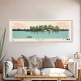 Kiser Lake Ohio Framed Canvas Print, Panoramic Art, Midcentury Modern, Pop Art, Living Room Wall Art, Travel Poster, Lake House Decor