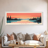 Lac De Gras Northwest Framed Canvas Print, Panoramic Wall Art, Midcentury Modern, Pop Art, Bedroom Decor, Travel Poster, Living Room Art