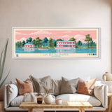 Lac des Allemands Louisiana Framed Canvas Print, Panoramic Wall Art, Midcentury Modern, Pop Art, Bedroom Art, Travel Poster, Living Room Decor