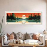 Lake Abitibi Ontario Framed Canvas Print, Panoramic Art, Midcentury Modern, Pop Art, Living Room Wall Art, Travel Poster, Lake House Decor