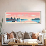 Lake Atsion New Jersey Framed Canvas Print, Panoramic Art, Midcentury Modern, Pop Art, Living Room Wall Art, Travel Poster, Lake House Decor