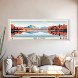 Lake Attitash Massachusetts Framed Canvas Print, Panoramic Wall Art, Midcentury Modern, Pop Art, Bedroom Decor, Travel Poster, Living Room Art