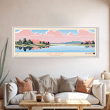 Lake Carnegie New Jersey Framed Canvas Print, Panoramic Wall Art, Midcentury Modern, Pop Art, Bedroom Decor, Travel Poster, Living Room Art