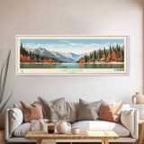 Lake Cascade Idaho Framed Canvas Print, Panoramic Art, Midcentury Modern, Pop Art, Living Room Wall Art, Travel Poster, Lake House Decor