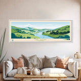 Lake Casitas California Framed Canvas Print, Panoramic Wall Art, Midcentury Modern, Pop Art, Bedroom Decor, Travel Poster, Living Room Art