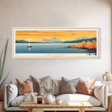 Lake Champlain New York Vermont Framed Canvas Print, Panoramic Art, Midcentury Modern, Pop Art, Living Room Wall Art, Travel Poster, Lake House Decor