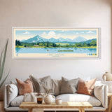 Lake Chatuge Georgia Framed Canvas Print, Panoramic Art, Midcentury Modern, Pop Art, Living Room Wall Art, Travel Poster, Lake House Decor