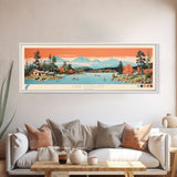 Lake Cleveland Idaho Framed Canvas Print, Panoramic Art, Midcentury Modern, Pop Art, Living Room Wall Art, Travel Poster, Lake House Decor