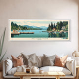 Lake Coeur dAlene Idaho Framed Canvas Print, Panoramic Art, Midcentury Modern, Pop Art, Living Room Wall Art, Travel Poster, Lake House Decor