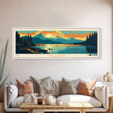 Lake Cushman Washington Framed Canvas Print, Panoramic Wall Art, Midcentury Modern, Pop Art, Bedroom Decor, Travel Poster, Living Room Art