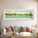 Lake Elkhorn Maryland Framed Canvas Print, Panoramic Wall Art, Midcentury Modern, Pop Art, Bedroom Decor, Travel Poster, Living Room Art