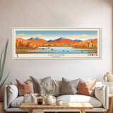 Lake Elmore Vermont Framed Canvas Print, Panoramic Art, Midcentury Modern, Pop Art, Living Room Wall Art, Travel Poster, Lake House Decor