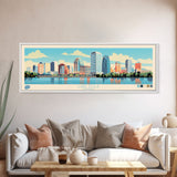 Lake Eola Florida Framed Canvas Print, Panoramic Wall Art, Midcentury Modern, Pop Art, Bedroom Decor, Travel Poster, Living Room Art