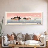 Lake Erie Ohio Pennsylvania Framed Canvas Print, Panoramic Art, Midcentury Modern, Pop Art, Living Room Wall Art, Travel Poster, Lake House Decor