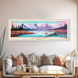 Lake Grosvenor Alaska Framed Canvas Print, Panoramic Wall Art, Midcentury Modern, Pop Art, Lake House Decor, Travel Poster, Bedroom Art