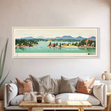 Lake Keowee South Carolina Framed Canvas Print, Panoramic Wall Art, Midcentury Modern, Pop Art, Living Room Decor, Travel Poster, Bedroom Art