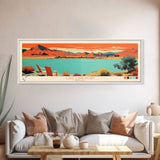 Lake Lahontan Nevada Framed Canvas Print, Panoramic Wall Art, Midcentury Modern, Pop Art, Living Room Decor, Travel Poster, Bedroom Art