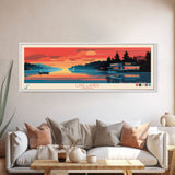 Lake Lanier Georgia Framed Canvas Print, Panoramic Wall Art, Midcentury Modern, Pop Art, Lake House Decor, Travel Poster, Bedroom Art