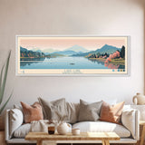 Lake Lure North Carolina Framed Canvas Print, Panoramic Wall Art, Midcentury Modern, Pop Art, Living Room Decor, Travel Poster