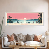 Lake Marion South Carolina Framed Canvas Print, Panoramic Wall Art, Midcentury Modern, Pop Art, Living Room Decor, Travel Poster