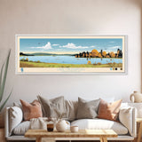 Lake Massapoag Massachusetts Framed Canvas Print, Panoramic Wall Art, Midcentury Modern, Pop Art, Living Room Decor, Travel Poster